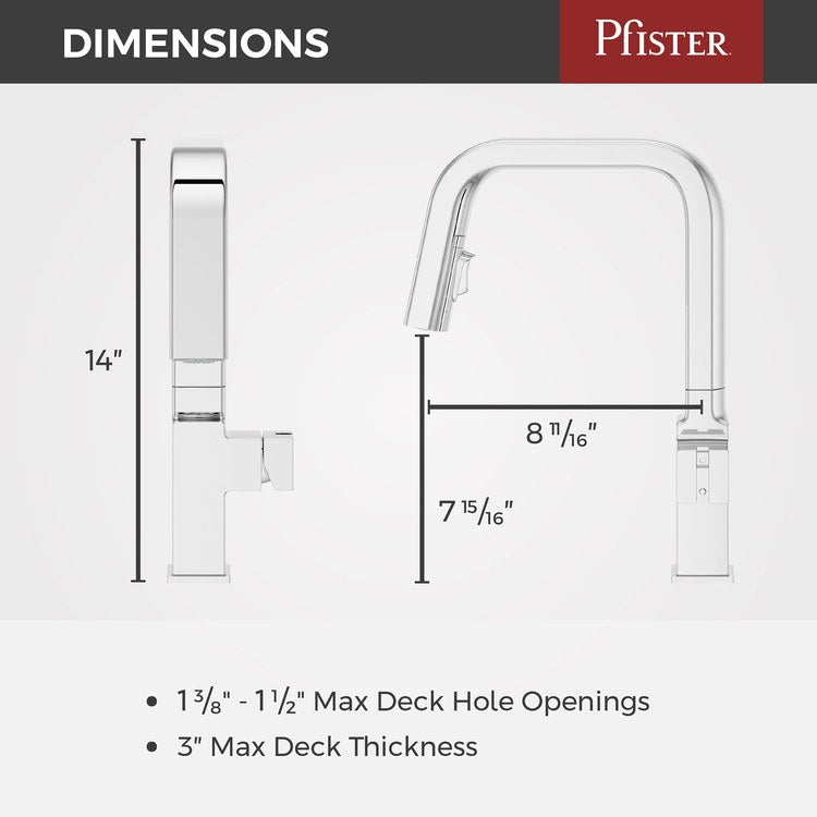 Kitchen Faucet Verve Less Handle ADA CALGreen Polished Chrome 2 Function Pull Down Concealed Swivel 360 DEG 1 Hole Deck MagnePfit 1.8 Gallons per Minute - Image 2