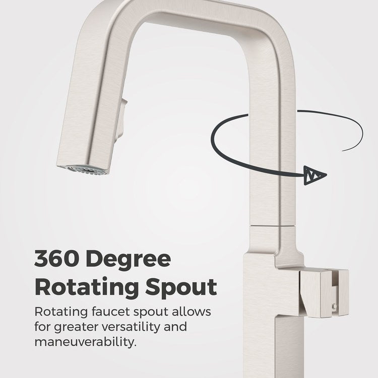Kitchen Faucet Verve Less Handle ADA CALGreen Spot Defense Stainless Steel 2 Function Pull Down Concealed Swivel 360 DEG 1 Hole Deck MagnePfit 1.8 Gallons per Minute - Image 2