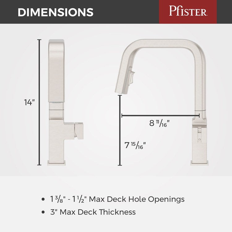 Kitchen Faucet Verve Less Handle ADA CALGreen Spot Defense Stainless Steel 2 Function Pull Down Concealed Swivel 360 DEG 1 Hole Deck MagnePfit 1.8 Gallons per Minute - Image 3