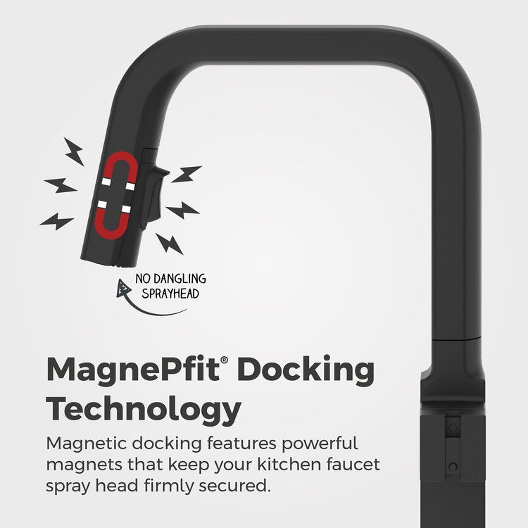 Kitchen Faucet Verve Less Handle ADA CALGreen Spot Defense Matte Black 2 Function Pull Down Concealed Swivel 360 DEG 1 Hole Deck MagnePfit 1.8 Gallons per Minute - Image 2