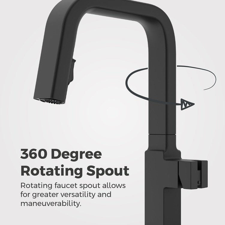 Kitchen Faucet Verve Less Handle ADA CALGreen Spot Defense Matte Black 2 Function Pull Down Concealed Swivel 360 DEG 1 Hole Deck MagnePfit 1.8 Gallons per Minute - Image 3