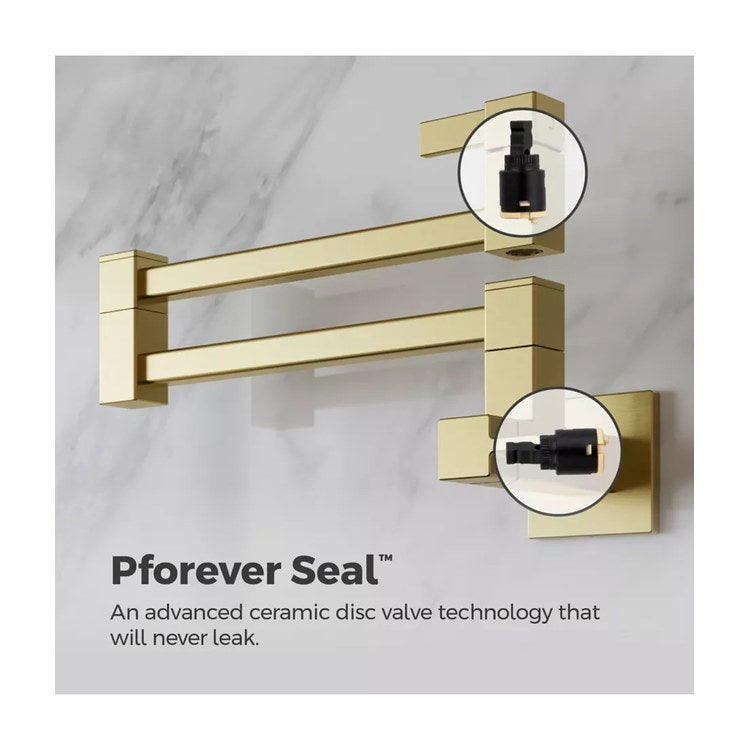 Pot Filler 2 Lever ADA Brushed Gold 1 Hole Wall 3.5 Gallons per Minute - Image 2
