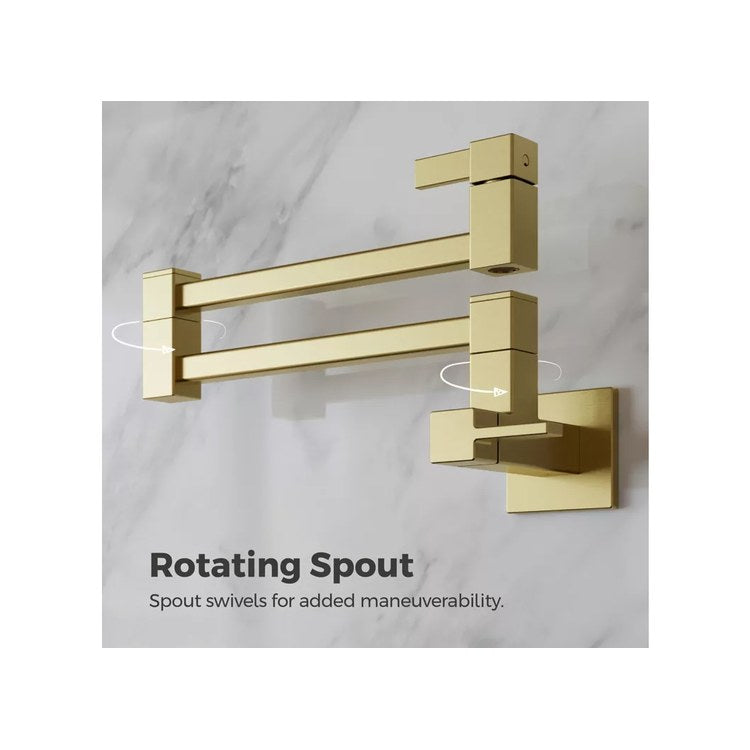 Pot Filler 2 Lever ADA Brushed Gold 1 Hole Wall 3.5 Gallons per Minute - Image 3
