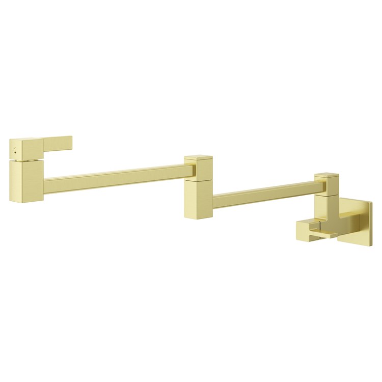 Pot Filler 2 Lever ADA Brushed Gold 1 Hole Wall 3.5 Gallons per Minute