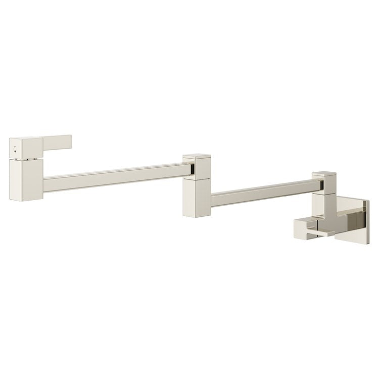 Pot Filler 2 Lever ADA Polished Nickel 1 Hole Wall 3.5 Gallons per Minute