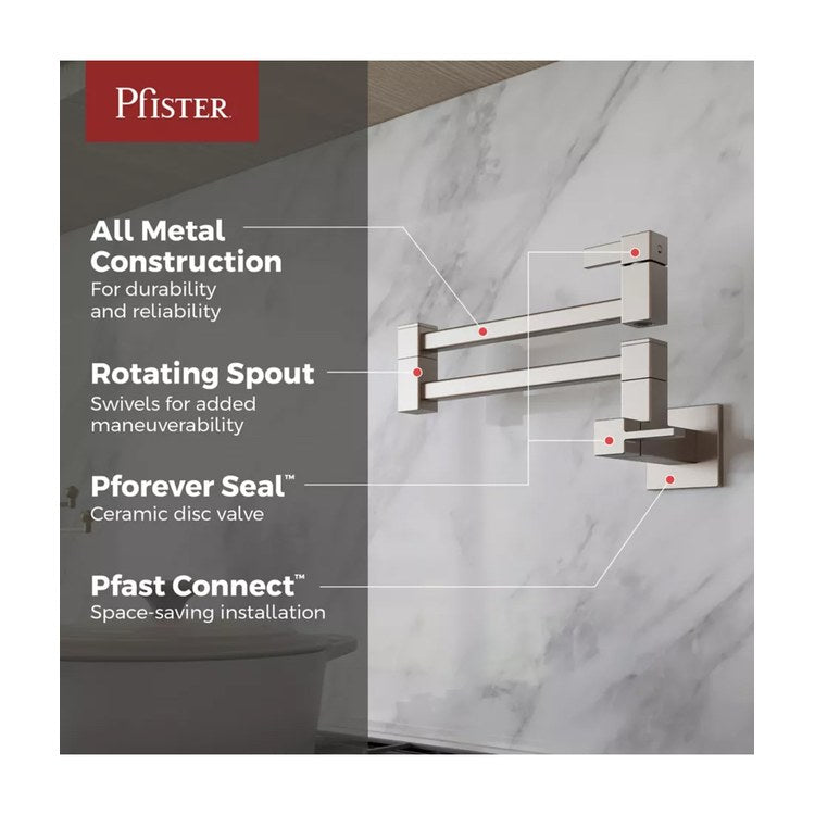 Pot Filler 2 Lever ADA Spot Defense Brushed Nickel 1 Hole Wall 3.5 Gallons per Minute - Image 3