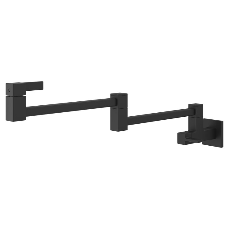 Pot Filler 2 Lever ADA Spot Defense Matte Black 1 Hole Wall 3.5 Gallons per Minute