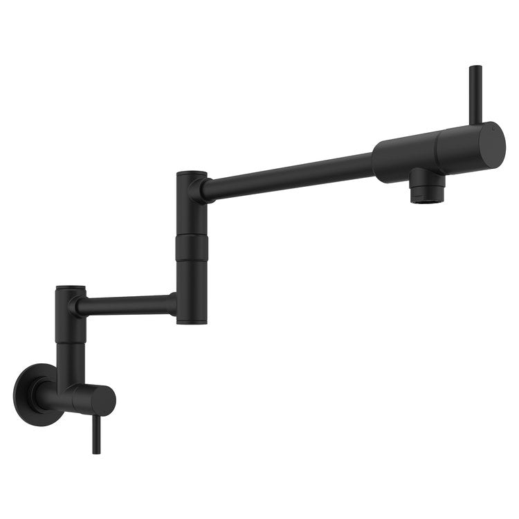 Pot Filler Lita 2 Lever ADA Matte Black 1 Hole Wall 2.2 Gallons per Minute