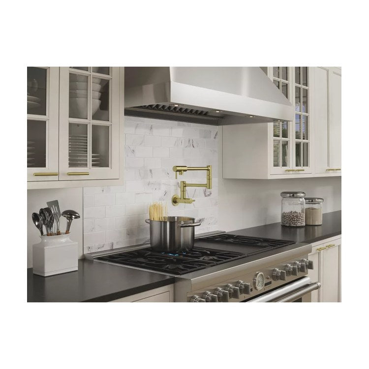 Pot Filler Lita 2 Lever ADA Brushed Gold 1 Hole Wall 2.2 Gallons per Minute - Image 2