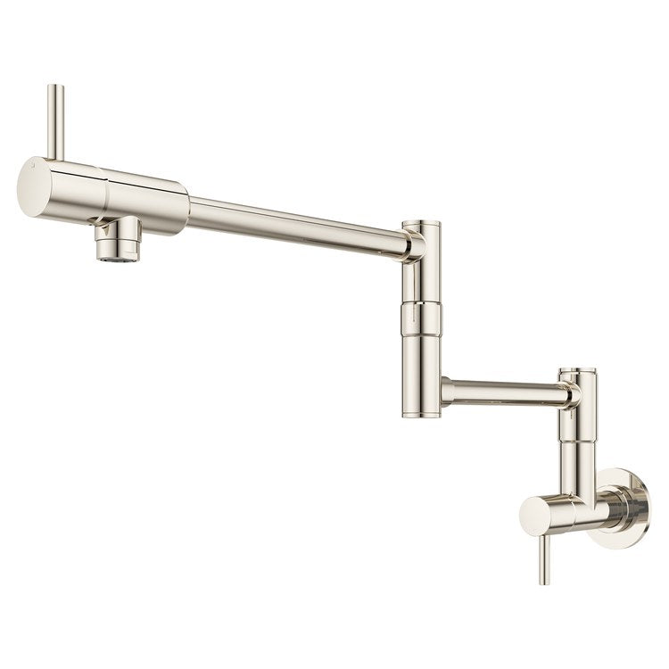 Pot Filler Lita 2 Lever ADA Polished Nickel 1 Hole Wall 2.2 Gallons per Minute