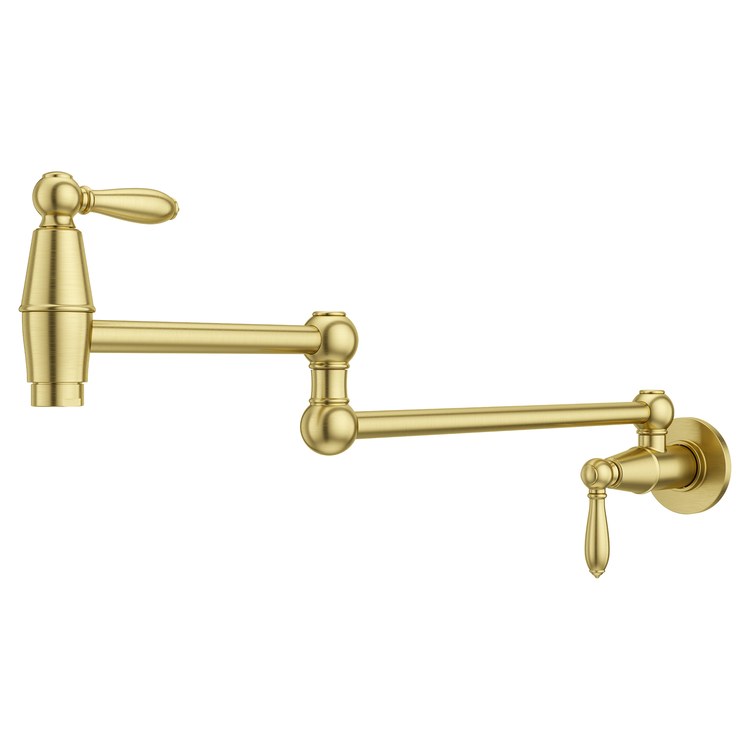 Pot Filler Port Haven 2 Lever ADA Brushed Gold 1 Hole Wall 3.0 Gallons per Minute