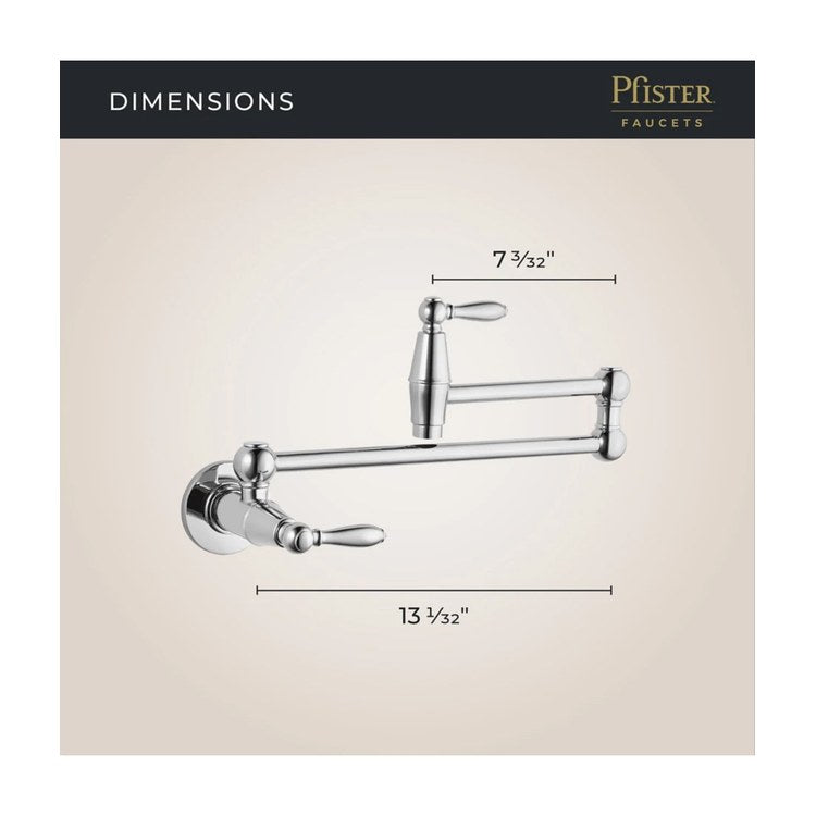 Pot Filler Port Haven 2 Lever ADA Polished Chrome 1 Hole Wall 3.0 Gallons per Minute - Image 2
