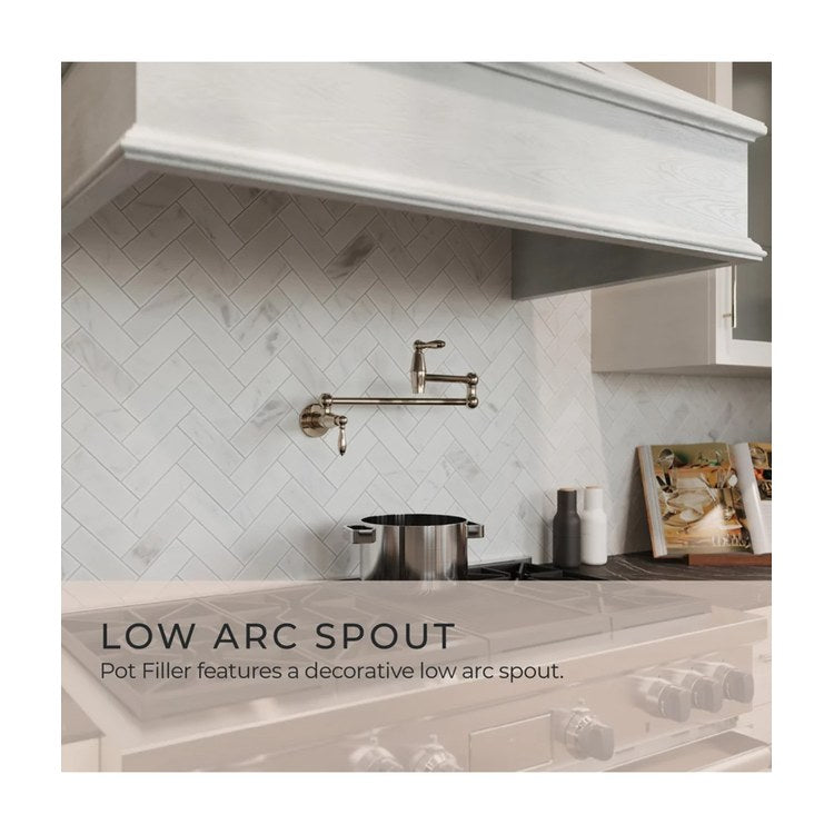 Pot Filler Port Haven 2 Lever ADA Polished Nickel 1 Hole Wall 3.0 Gallons per Minute - Image 2