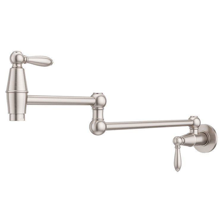 Pot Filler Port Haven 2 Lever ADA Stainless Steel 1 Hole Wall 3.0 Gallons per Minute