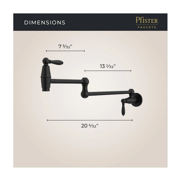 Pot Filler Port Haven 2 Lever ADA Spot Defense Matte Black 1 Hole Wall 3.0 Gallons per Minute - Image 3