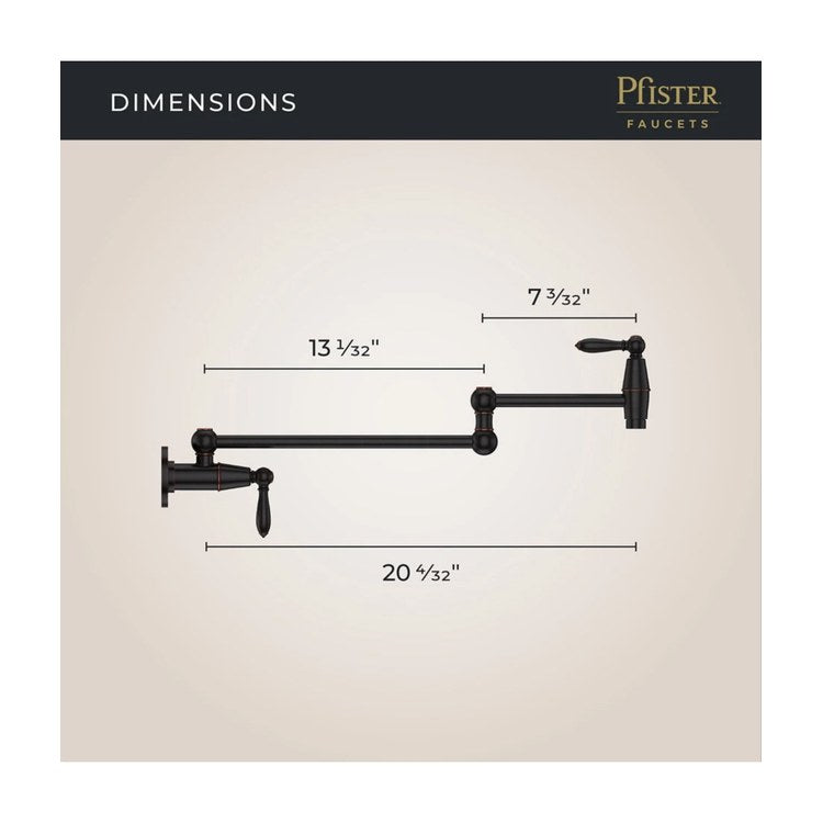 Pot Filler Port Haven 2 Lever ADA Tuscan Bronze 1 Hole Wall 3.0 Gallons per Minute - Image 2