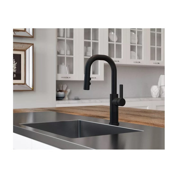 Kitchen Faucet Montay Bar Prep 1 Lever ADA CALGreen Matte Black 3 Function Pull Down High Arc 1 Hole Deck MagnePfit 1.8 Gallons per Minute - Image 2