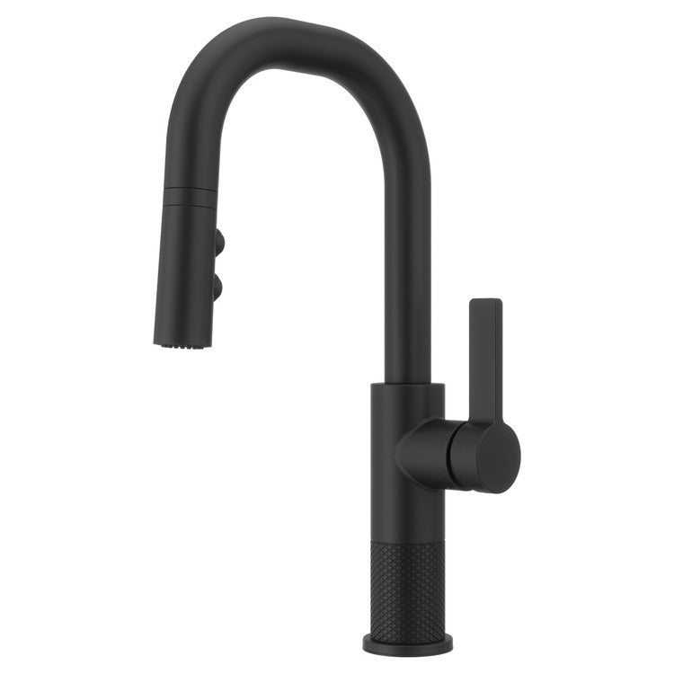 Kitchen Faucet Montay Bar Prep 1 Lever ADA CALGreen Matte Black 3 Function Pull Down High Arc 1 Hole Deck MagnePfit 1.8 Gallons per Minute - Image 1