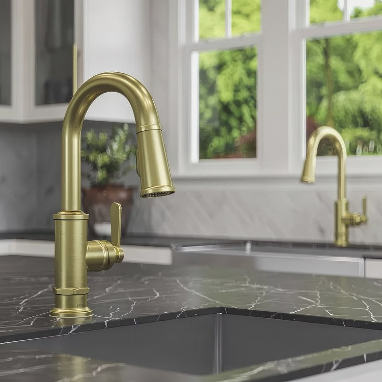 Bar Faucet Port Haven Prep 1 Lever ADA CALGreen Brushed Gold MagnePfit 2 Function Pull Down High Arc Swivel 360 DEG 1.8 Gallons per Minute - Image 2
