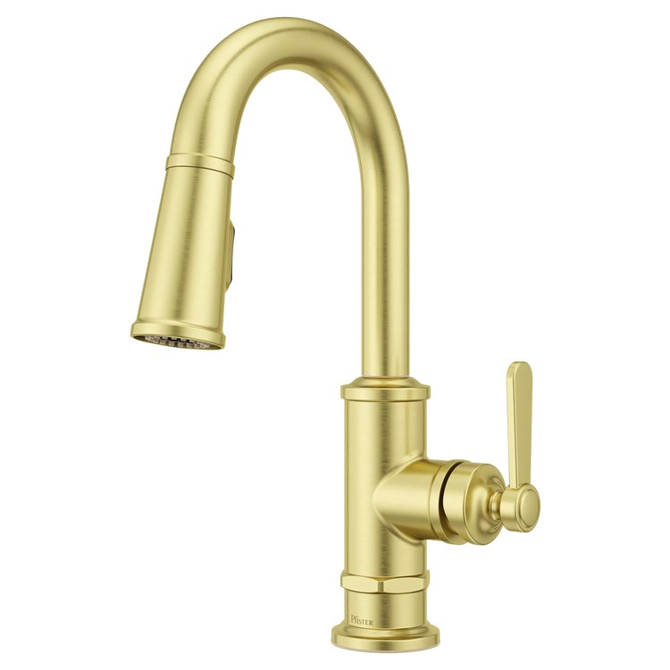 Bar Faucet Port Haven Prep 1 Lever ADA CALGreen Brushed Gold MagnePfit 2 Function Pull Down High Arc Swivel 360 DEG 1.8 Gallons per Minute