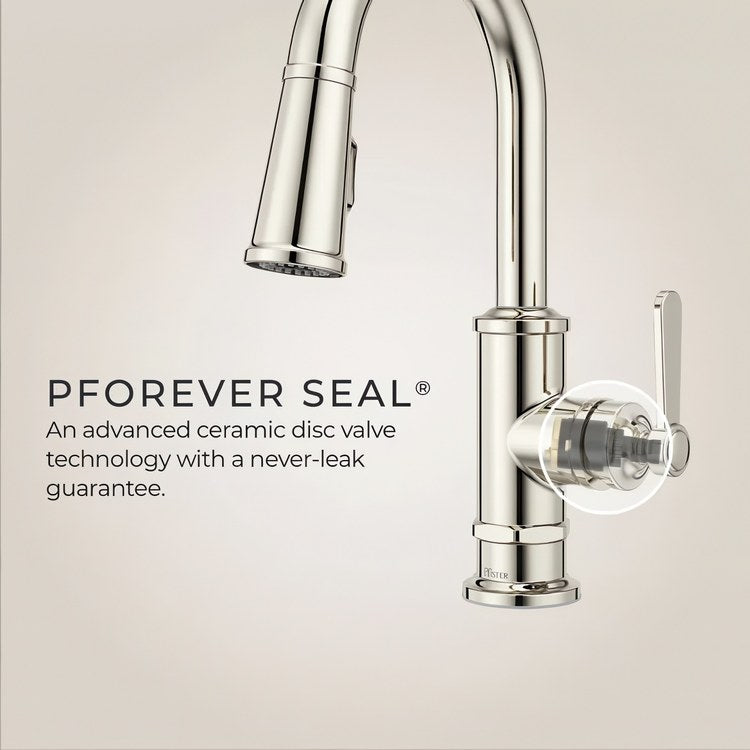 Bar Faucet Port Haven Prep 1 Lever ADA CALGreen Polished Nickel MagnePfit 2 Function Pull Down High Arc Swivel 360 DEG 1.8 Gallons per Minute - Image 2