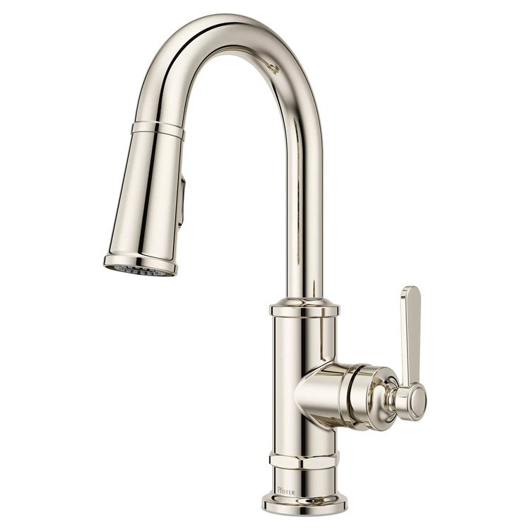 Bar Faucet Port Haven Prep 1 Lever ADA CALGreen Polished Nickel MagnePfit 2 Function Pull Down High Arc Swivel 360 DEG 1.8 Gallons per Minute