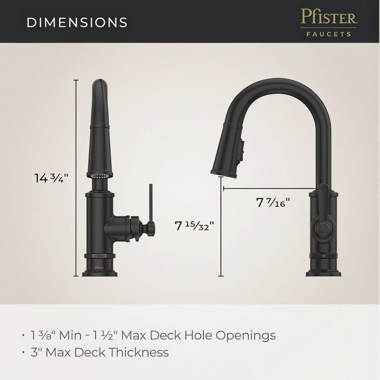 Bar Faucet Port Haven Prep 1 Lever ADA CALGreen Tuscan Bronze MagnePfit 2 Function Pull Down High Arc Swivel 360 DEG 1.8 Gallons per Minute - Image 2