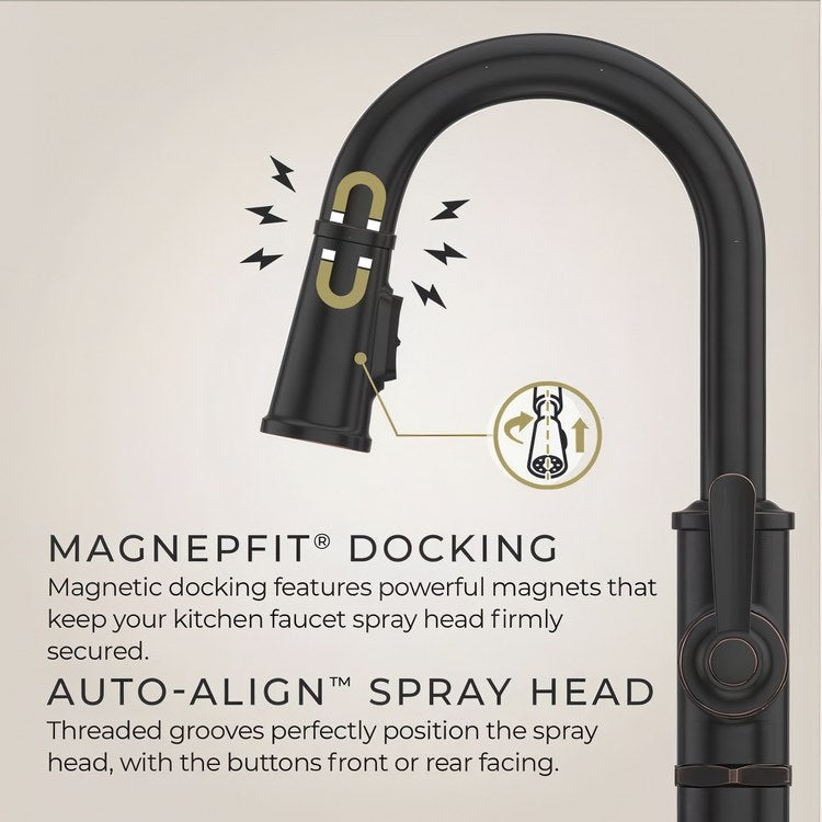 Bar Faucet Port Haven Prep 1 Lever ADA CALGreen Tuscan Bronze MagnePfit 2 Function Pull Down High Arc Swivel 360 DEG 1.8 Gallons per Minute - Image 3