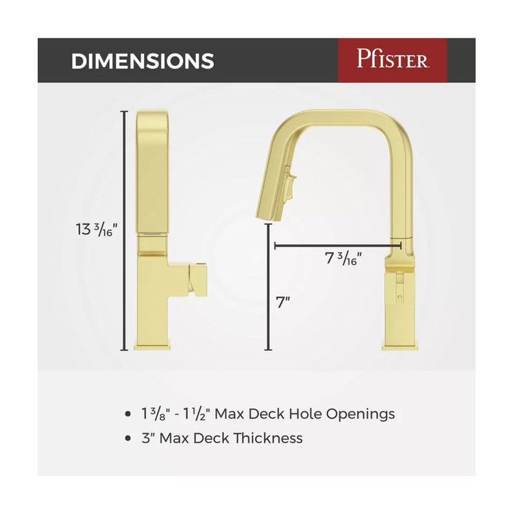 Bar Faucet Verve Prep 1 Lever ADA CALGreen Brushed Gold MagnePfit 2 Function Pull Down Medium Arc Swivel 360 DEG 1.8 Gallons per Minute - Image 3