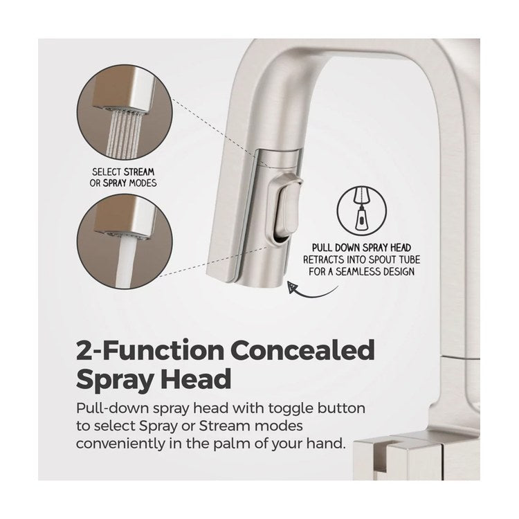 Bar Faucet Verve Prep 1 Lever ADA CALGreen Spot Defense Brushed Nickel MagnePfit 2 Function Pull Down Medium Arc Swivel 360 DEG 1.8 Gallons per Minute - Image 3