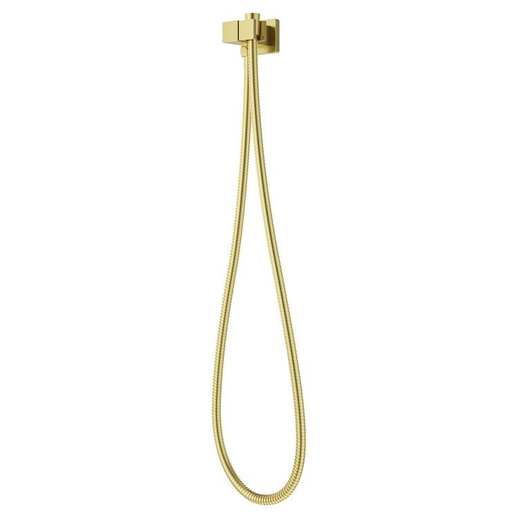 Handshower Holder Modern Square with 60 Inch Metal Hose Brushed Gold Metal