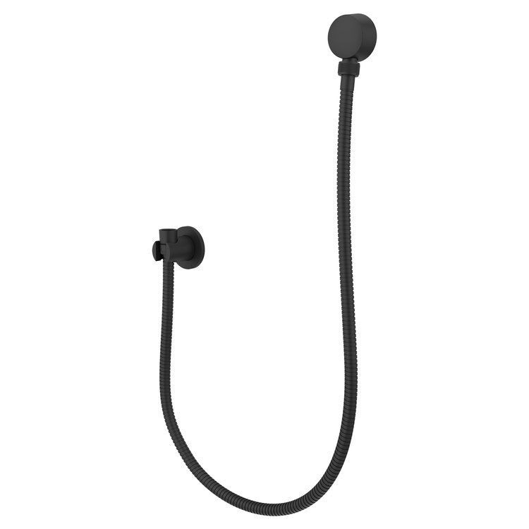 Handshower Holder Modern Round with 60 Inch Metal Hose Matte Black Metal