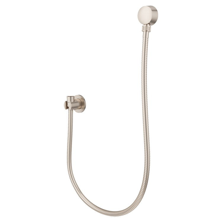 Handshower Holder Modern Round with 60 Inch Metal Hose Brushed Nickel Metal