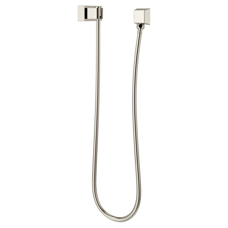 Handshower Holder Modern Square with 60 Inch Metal Hose Polished Nickel Metal - Image 1
