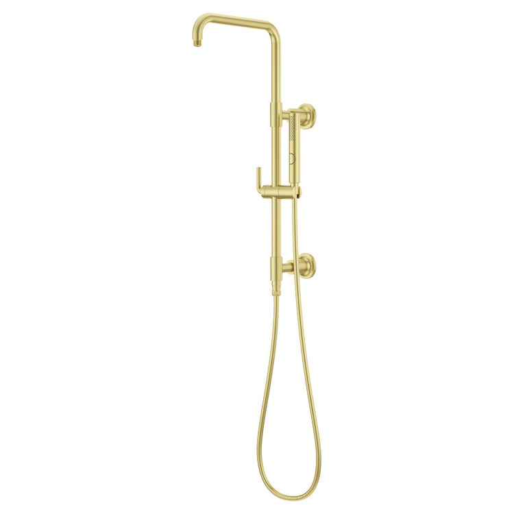 Shower Column Wall Mount Modern 1 Lever Brushed Gold 28-3/32 Inch WaterSense/CALGreen