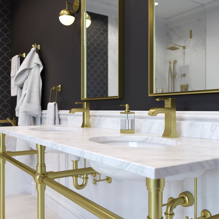 Lavatory Faucet Park Avenue 1 Lever ADA WaterSense/CALGreen Brushed Gold 1.2 Gallons per Minute Deck Pop-Up 1/3 Hole - Image 2