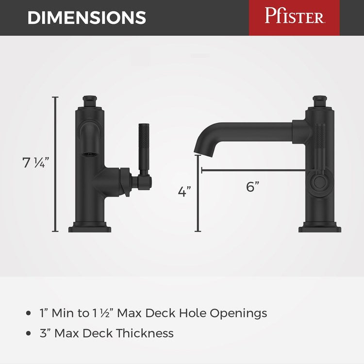 Lavatory Faucet Hillstone 1 Lever ADA WaterSense/CALGreen Matte Black 1.2 Gallons per Minute Deck Push and Seal 1 Hole - Image 2