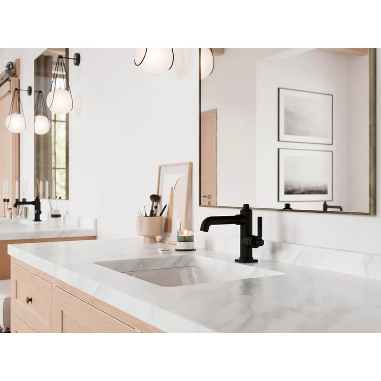 Lavatory Faucet Hillstone 1 Lever ADA WaterSense/CALGreen Matte Black 1.2 Gallons per Minute Deck Push and Seal 1 Hole - Image 3