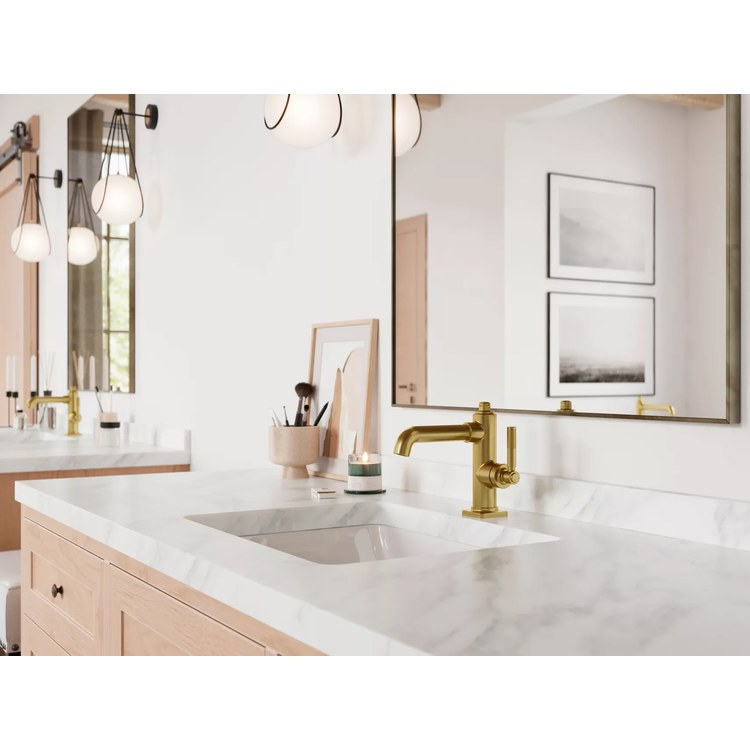 Lavatory Faucet Hillstone 1 Lever ADA WaterSense/CALGreen Brushed Gold 1.2 Gallons per Minute Deck Push and Seal 1 Hole - Image 3
