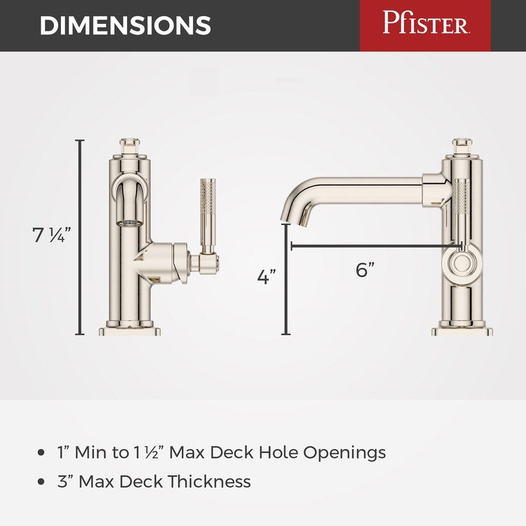 Lavatory Faucet Hillstone 1 Lever ADA WaterSense/CALGreen Polished Nickel 1.2 Gallons per Minute Deck Push and Seal 1 Hole - Image 2