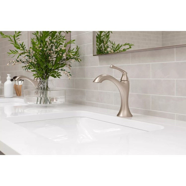 Lavatory Faucet Rhen 1 Lever ADA WaterSense/CALGreen Brushed Nickel 1.2 Gallons per Minute Deck Push and Seal 1/3 Hole - Image 2