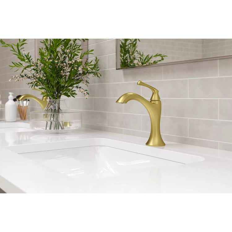 Lavatory Faucet Rhen 1 Lever ADA WaterSense/CALGreen Brushed Gold 1.2 Gallons per Minute Deck Push and Seal 1/3 Hole - Image 2