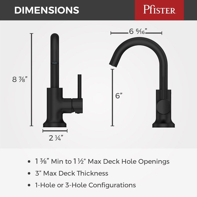 Lavatory Faucet Tenet 1 Lever ADA WaterSense/CALGreen Matte Black 1.2 Gallons per Minute Deck Push and Seal 1/3 Hole - Image 2