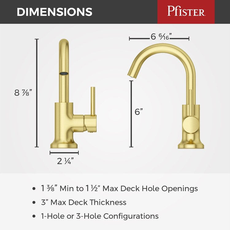 Lavatory Faucet Tenet 1 Lever ADA WaterSense/CALGreen Brushed Gold 1.2 Gallons per Minute Deck Push and Seal 1/3 Hole - Image 2