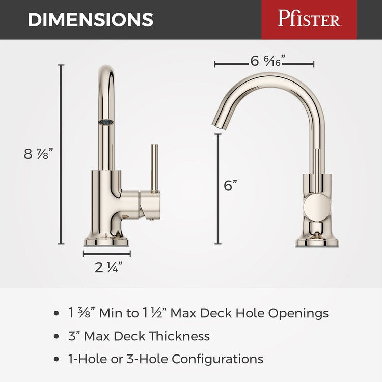 Lavatory Faucet Tenet 1 Lever ADA WaterSense/CALGreen Polished Nickel 1.2 Gallons per Minute Deck Push and Seal 1/3 Hole - Image 2