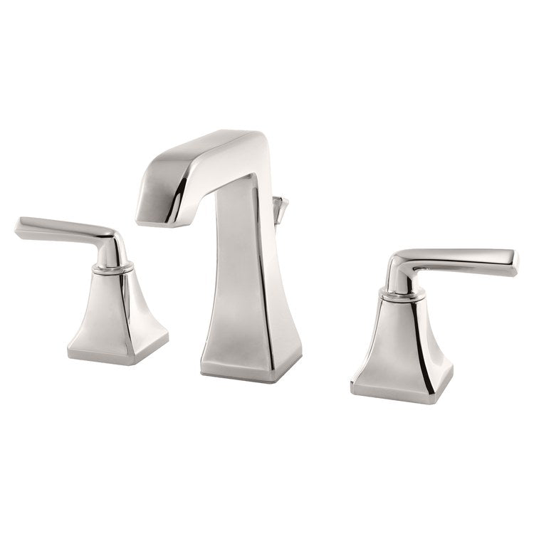 Lavatory Faucet Park Avenue Widespread 8 to 15 Inch Spread 2 Lever ADA WaterSense/CALGreen Polished Nickel 1.2 Gallons per Minute Deck Pop-Up 3 Hole - Image 1