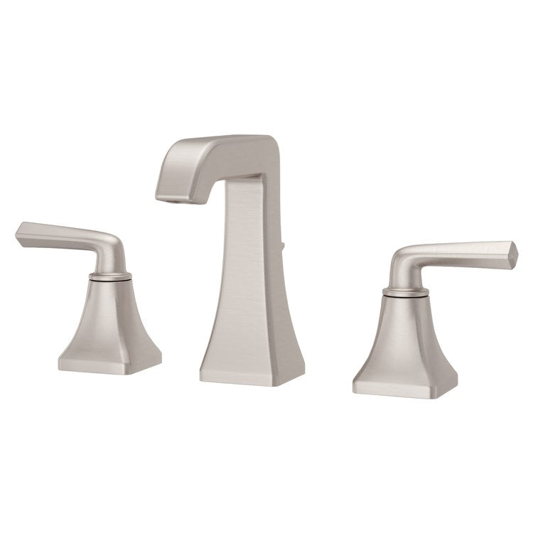 Lavatory Faucet Park Avenue Widespread 8 to 15 Inch Spread 2 Lever ADA WaterSense/CALGreen Brushed Nickel 1.2 Gallons per Minute Deck Pop-Up 3 Hole - Image 1