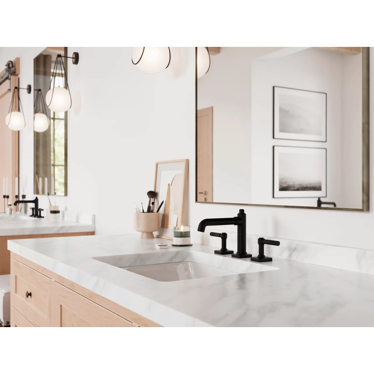 Lavatory Faucet Hillstone Widespread 8 to 15 Inch Spread 2 Lever ADA WaterSense/CALGreen Matte Black 1.2 Gallons per Minute Deck Push and Seal 3 Hole - Image 3