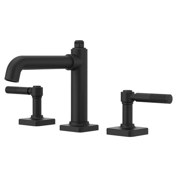 Lavatory Faucet Hillstone Widespread 8 to 15 Inch Spread 2 Lever ADA WaterSense/CALGreen Matte Black 1.2 Gallons per Minute Deck Push and Seal 3 Hole - Image 1