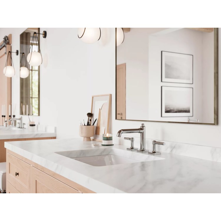 Lavatory Faucet Hillstone Widespread 8 to 15 Inch Spread 2 Lever ADA WaterSense/CALGreen Polished Chrome 1.2 Gallons per Minute Deck Push and Seal 3 Hole - Image 3